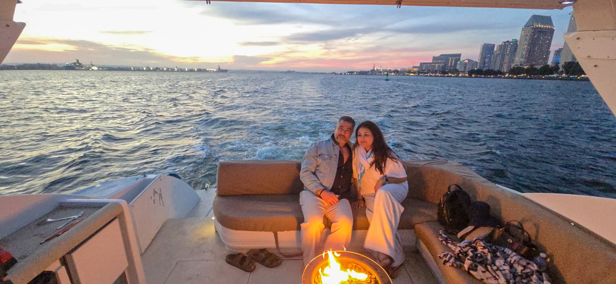 Trojan 440 Express cruising San Diego Bay